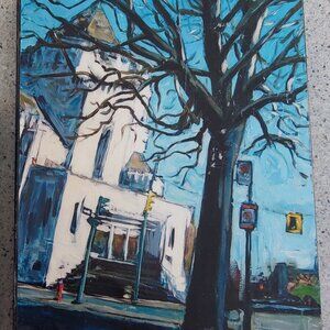 LEEF EVANS Original Outsider Art Acrylic on Cradle Board Gore Cordova Vancouver